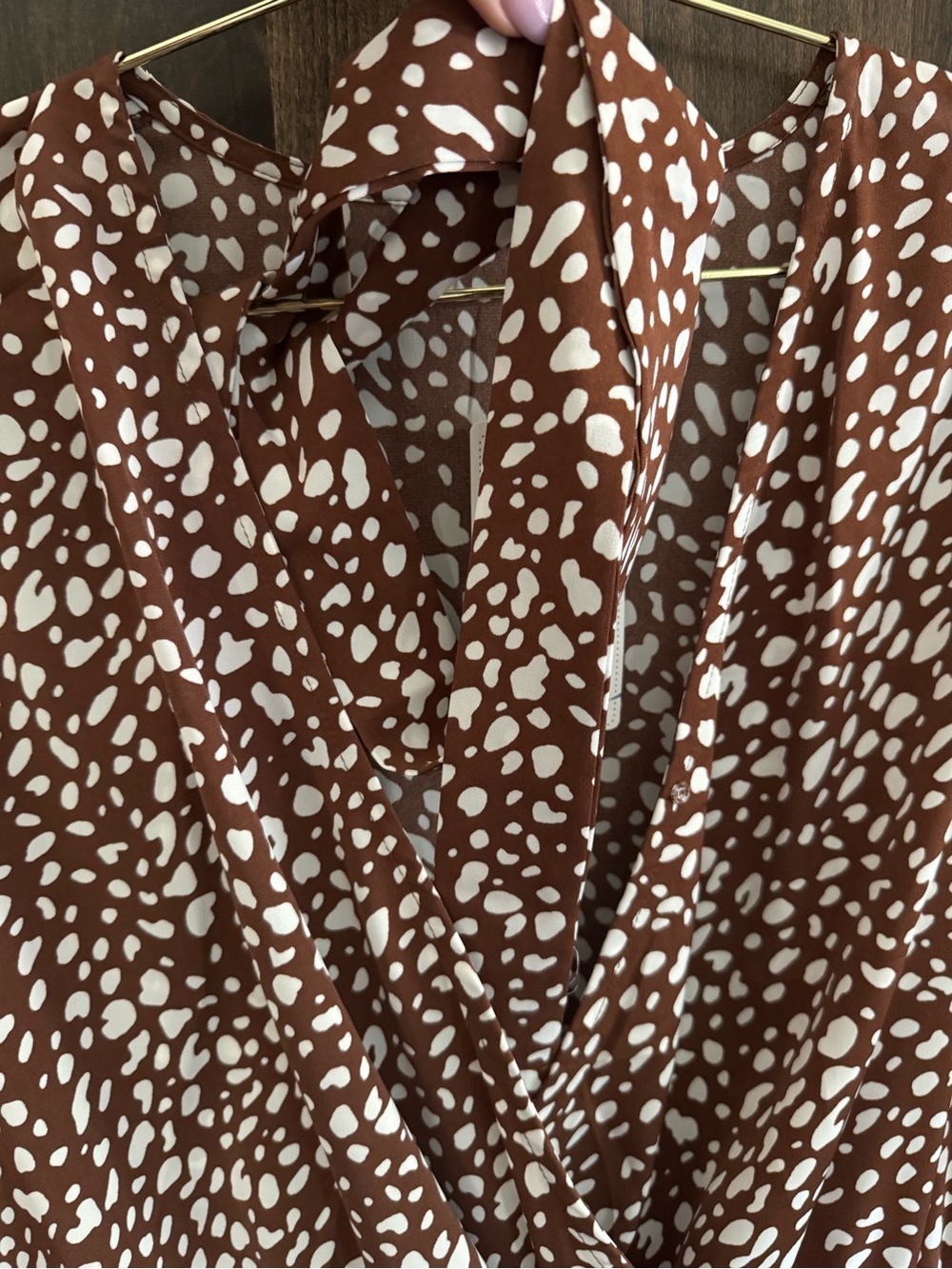 Prettygarden Brown Speckled Surplice Romper Dress Size M NWT - Picture 5 of 5